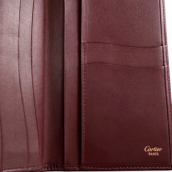 Cartier Burgundy Leather Long Wallet Authentic Luxury Classic - Picture 5 of 6